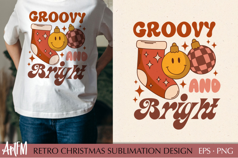 Retro Christmas Sublimation Print | Groovy And Bright PNG By ArtFM ...