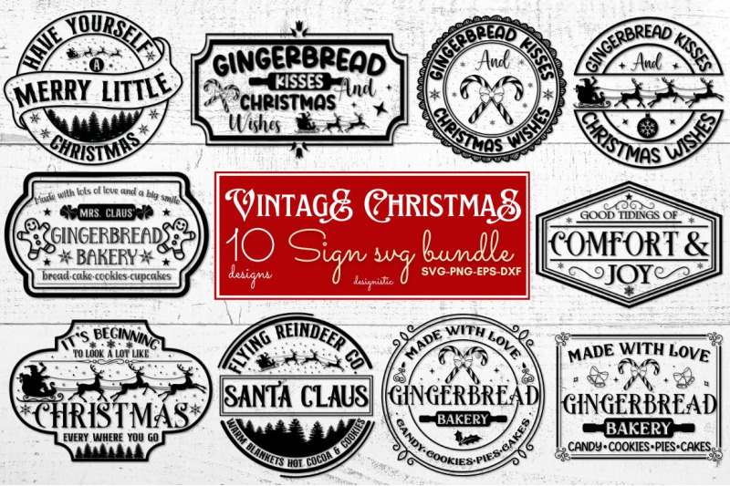 Vintage Christmas Sign SVG Bundle By DESIGNISTIC | TheHungryJPEG