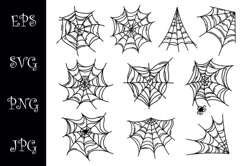 Halloween spider web clipart, cobweb set EPS, SVG, PNG, JPG By ...