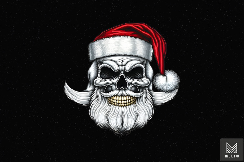 Santa Claus Combine With Skull By Mulew Art | TheHungryJPEG