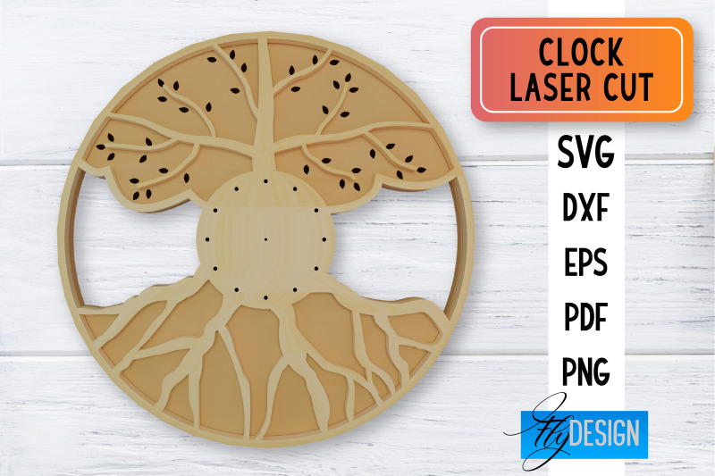 Clock Laser Cut SVG | Clock SVG Design | CNC Files By Fly Design ...