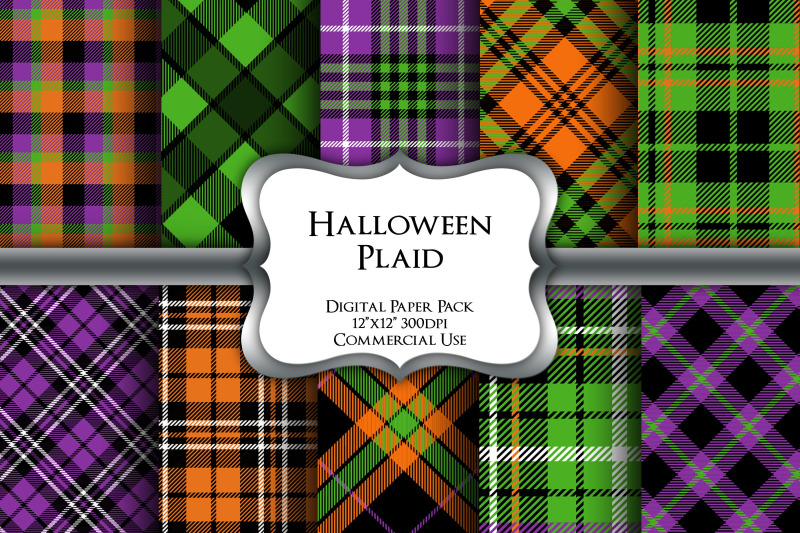 Halloween Plaid Digital Paper Pack By Party Pixelz | TheHungryJPEG