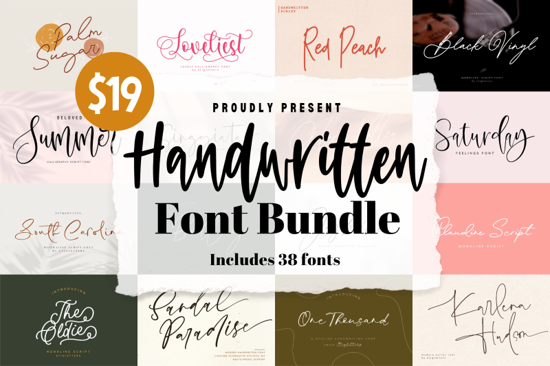 Handwritten Font Bundle Vol 1 By Etigletters | TheHungryJPEG