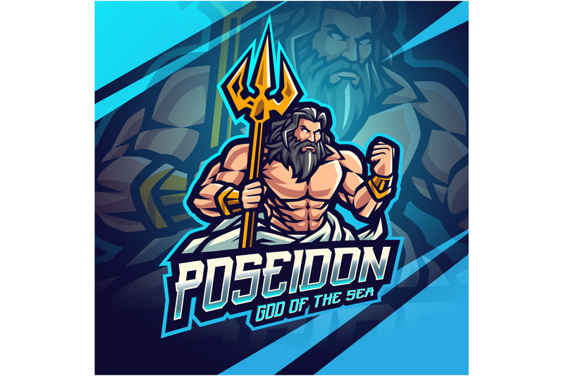 Poseidon esport mascot logo design with trident weapon By Visink ...