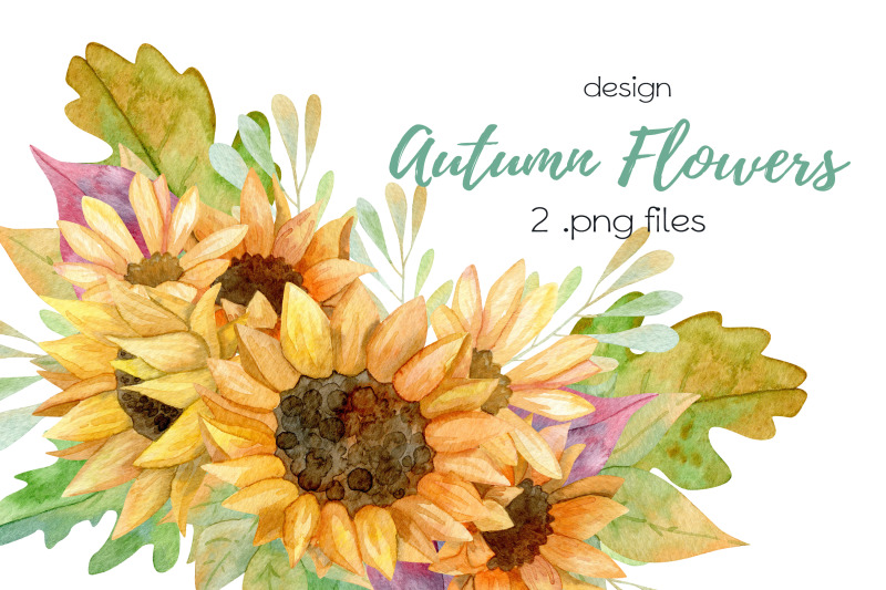 Watercolor Autumn Flowers Design By OllyKo | TheHungryJPEG