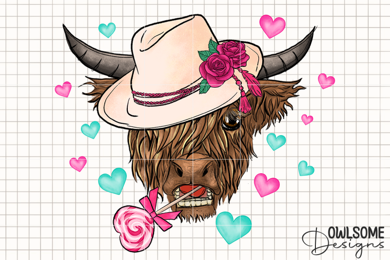 Highland Cow Valentine Png Sublimation By Owlsome Designs Thehungryjpeg