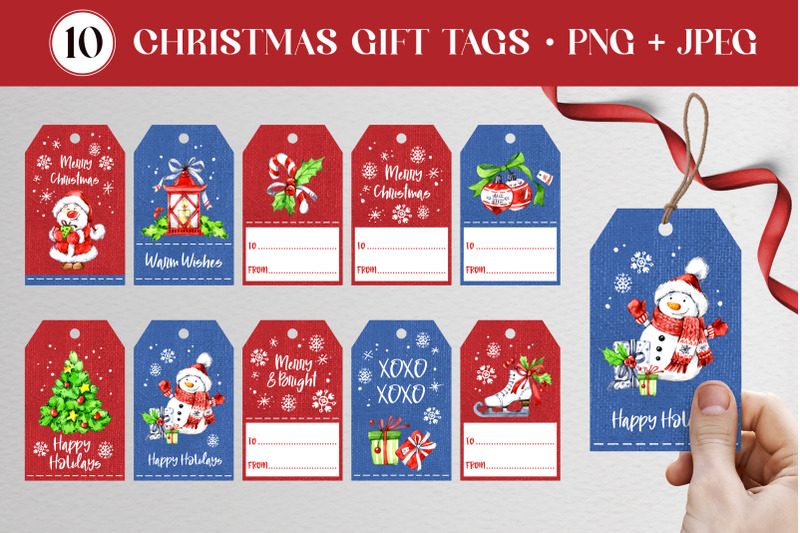 10 Christmas Holidays Gift Tags | Printable DIY Labels PNG By Anastezia ...