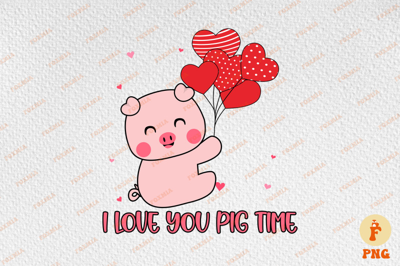 I Love You Pig Time Valentine's Day By Mulew Art | TheHungryJPEG