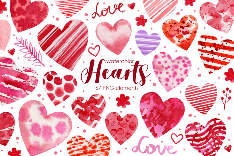 Watercolor Hearts Clipart. Valentines day. By KiraArtStory | TheHungryJPEG