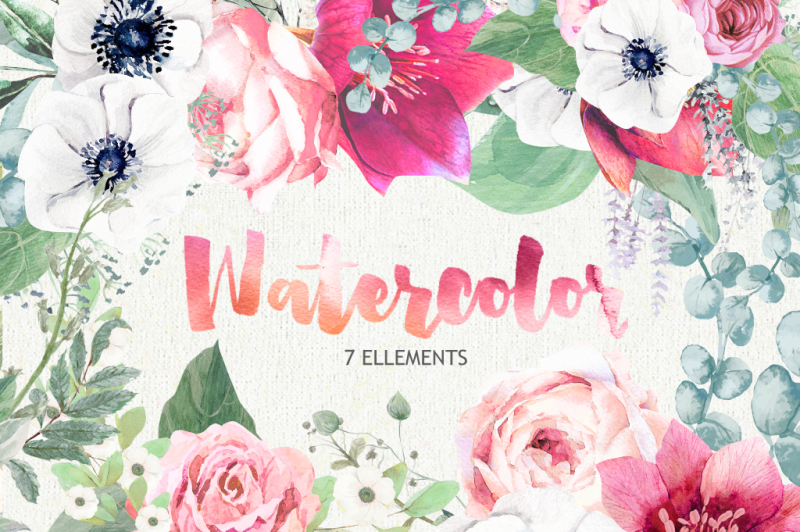 Watercolor Floral Set By Foxstylestudio 