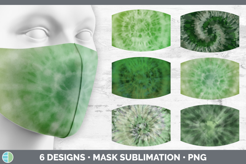 Green Tie Dye Mask Sublimation Bundle Face Mask Designs By Enliven