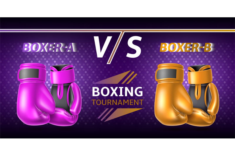 Boxing gloves poster. Realistic fight sport accessories, vs banner