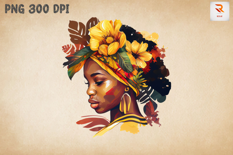 Afro Girl & Flowers Black History 18 By Mulew Art | TheHungryJPEG