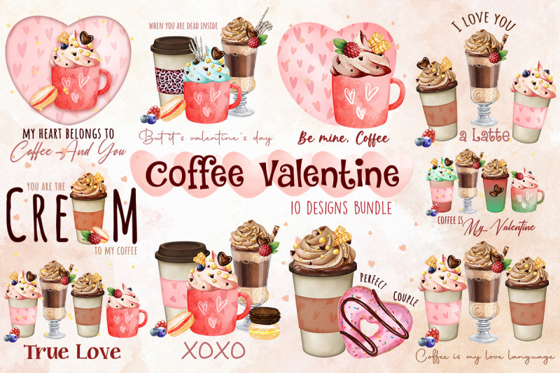 Coffee Valentine Design Bundle By Zemira | TheHungryJPEG