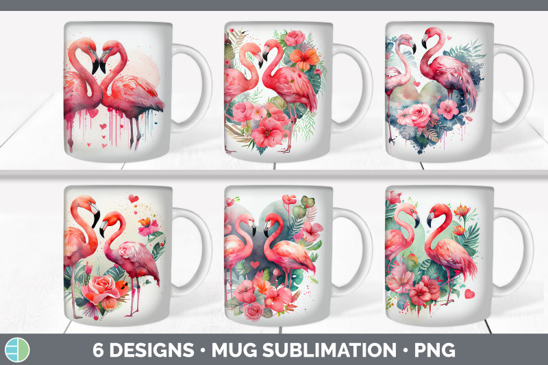 Valentines Flamingo Mug Sublimation | Coffee Cup Background PNG By ...