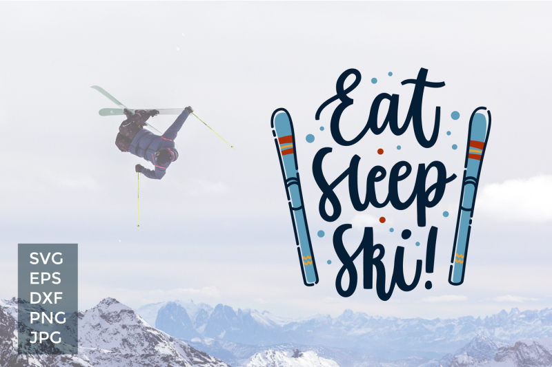 Eat Sleep Ski Vector Cut Files Design Free Gift Box Svg File