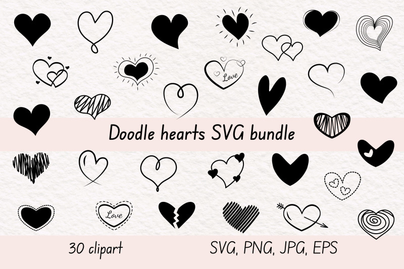 Doodle hearts SVG bundle By JulyG art store | TheHungryJPEG