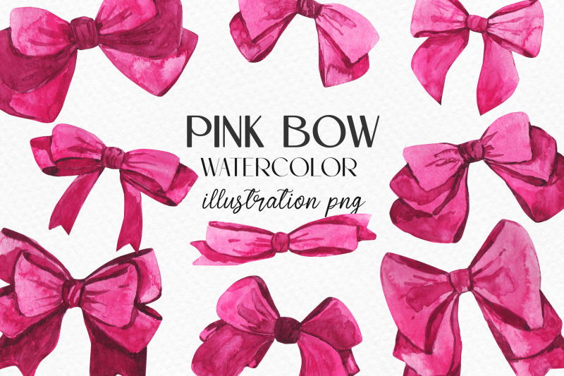 Watercolor clipart pink bows. Clipart By Julia Bogdan | TheHungryJPEG