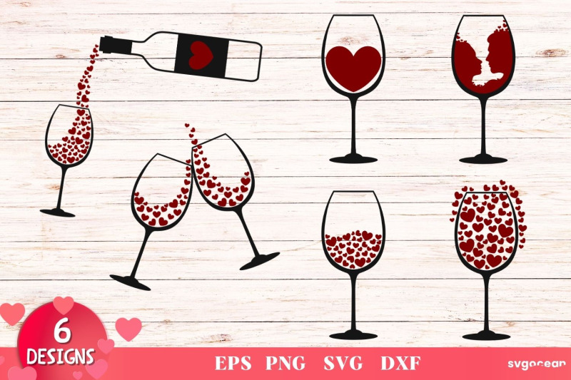 Valentines Wine Svg Bundle | Romantic Svg | Silhouettes Cut Files By ...