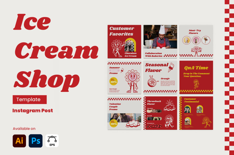 Ice Cream Shop - Instagram Post By Vunira | TheHungryJPEG