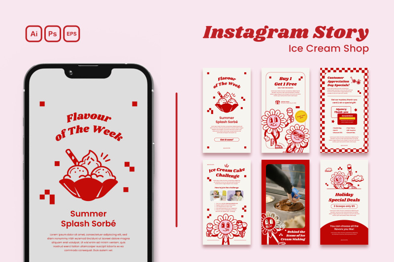 Ice Cream - Instagram Story By Vunira | TheHungryJPEG