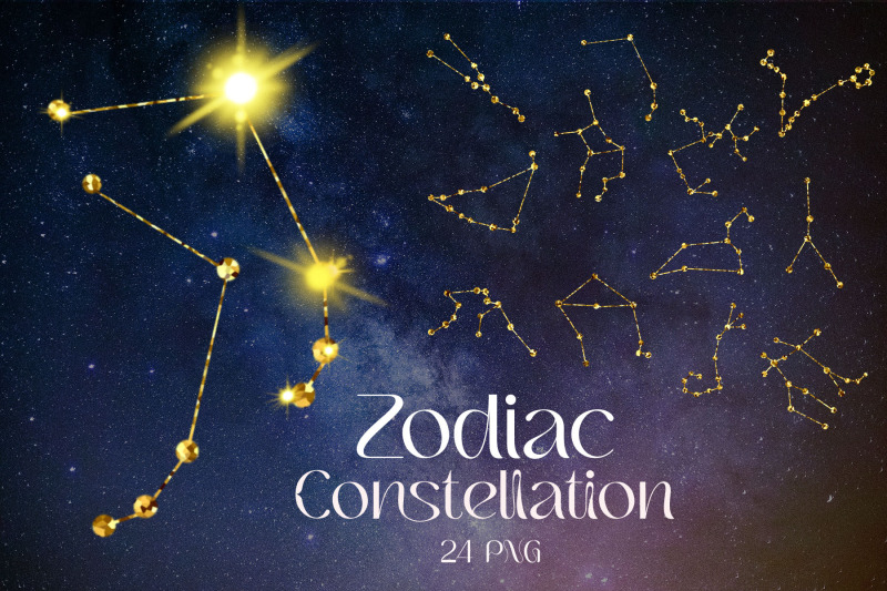 Constellation zodiac with golden texture By ViktoriaLapshyna ...