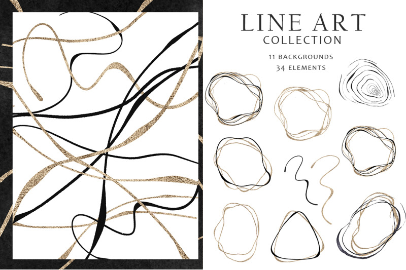 Line Art Shapes and Backgrounds Collection By EvgeniiasArt | TheHungryJPEG