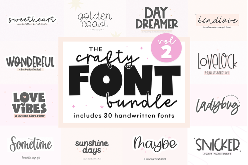 Crafty Font Bundle - 30 Fonts for Crafters | Vol 2 By KA Designs ...