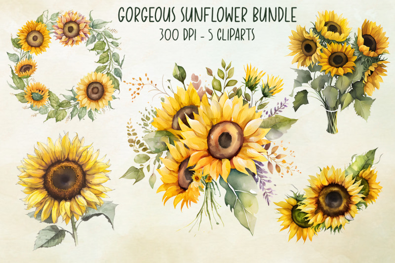 Gorgeous Sunflower Bundle By Zemira | TheHungryJPEG