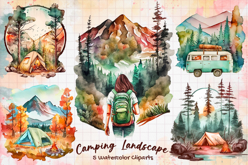 Camping Landscape Cliparts Bundle By Zemira | TheHungryJPEG