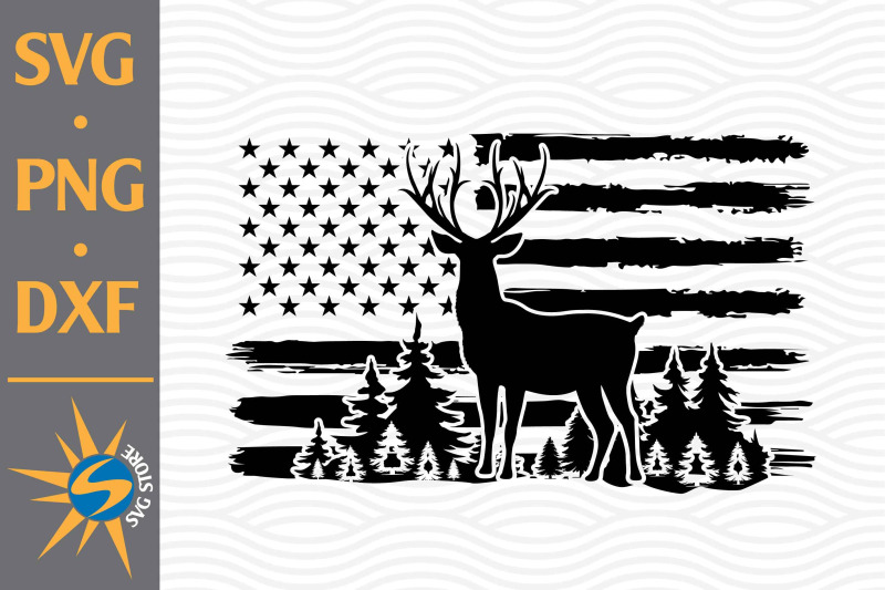 Deer Hunting US Flag SVG, PNG, DXF Digital Files Include By ...