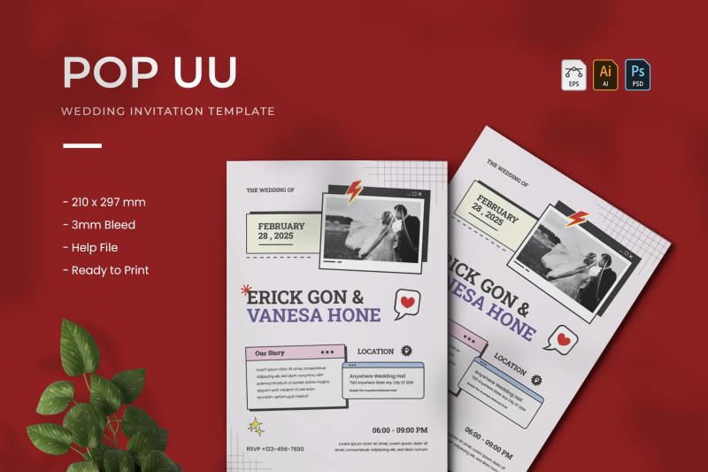 Pop Up - Wedding Invitation By Vunira | TheHungryJPEG