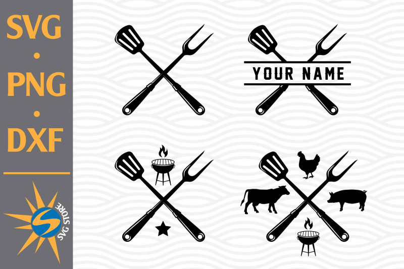 Bbq Tools Crossed Svg, Png, Dxf Digital Files Include By Svgstoreshop 