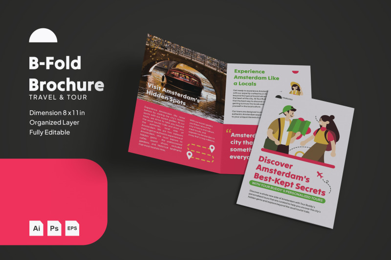 Travel & Tour - B-Fold Brochure By Vunira | TheHungryJPEG