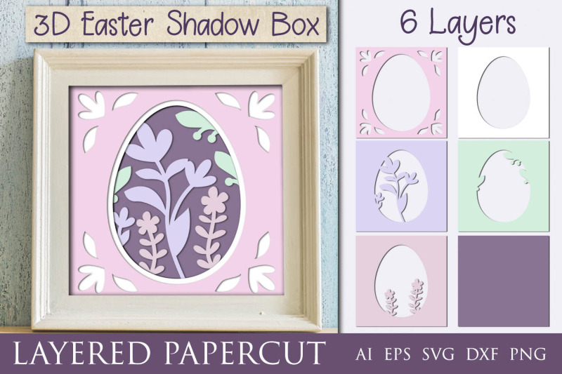 Easter shadow box svg, 3d easter egg layered papercut By Ananas ...