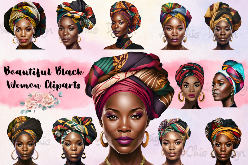 Beautiful Black African Woman Cliparts, Black Afro Woman PNG By AyoChic ...