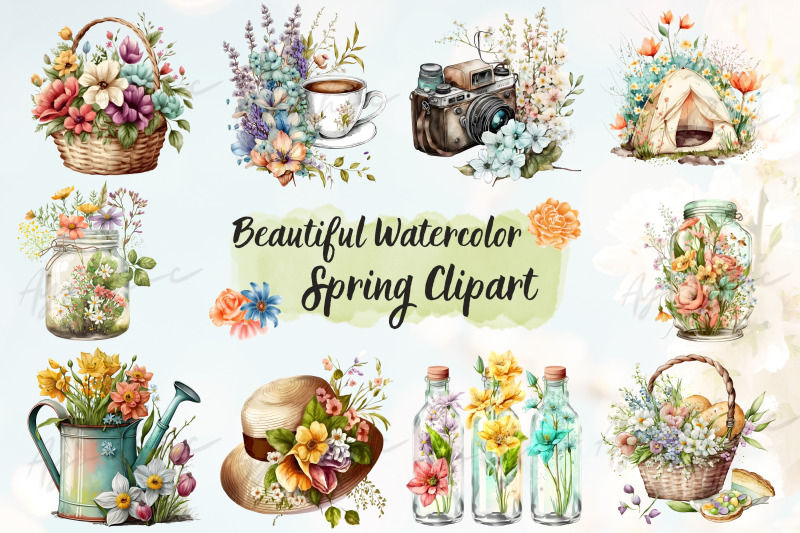 Watercolor Beautiful Spring Sublimation Clipart By AyoChic | TheHungryJPEG