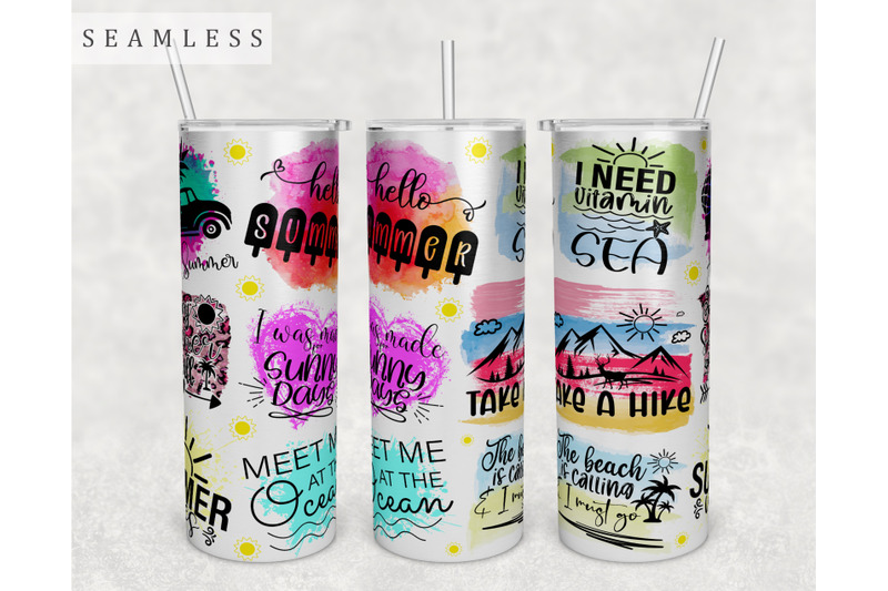 Summer Quotes Tumbler Wrap, 20 Oz Skinny Tumbler Summer Sayings PNG By ...