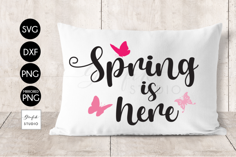 Cute Butterfly Spring is Here SVG DXF PNG By GrafikStudio | TheHungryJPEG