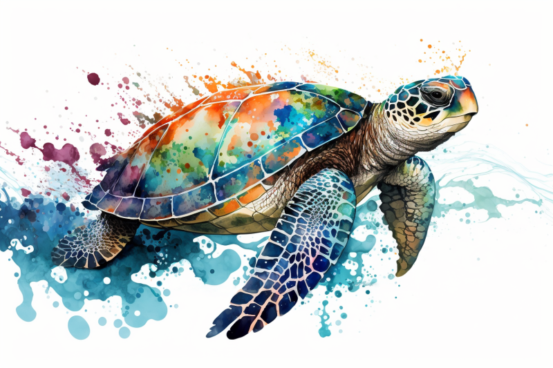 Watercolor Sea Turtle By mamimo shop | TheHungryJPEG