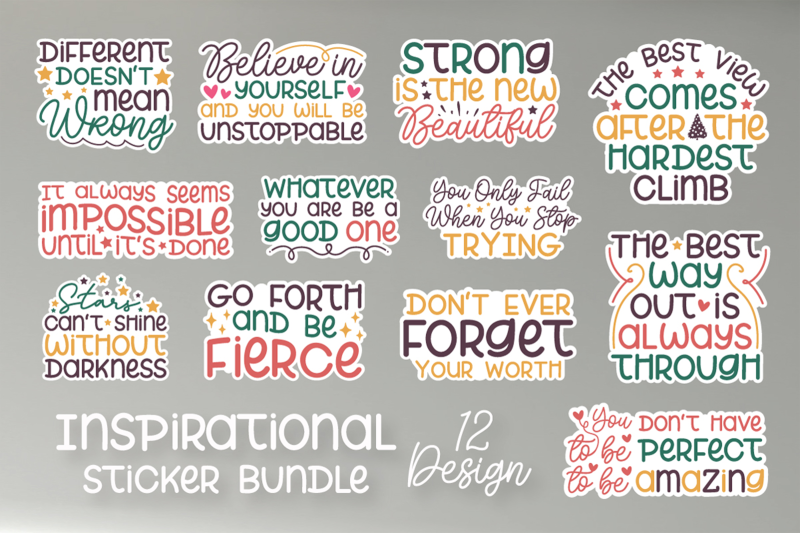 Inspirational Sticker Bundle By creativesvgzone | TheHungryJPEG