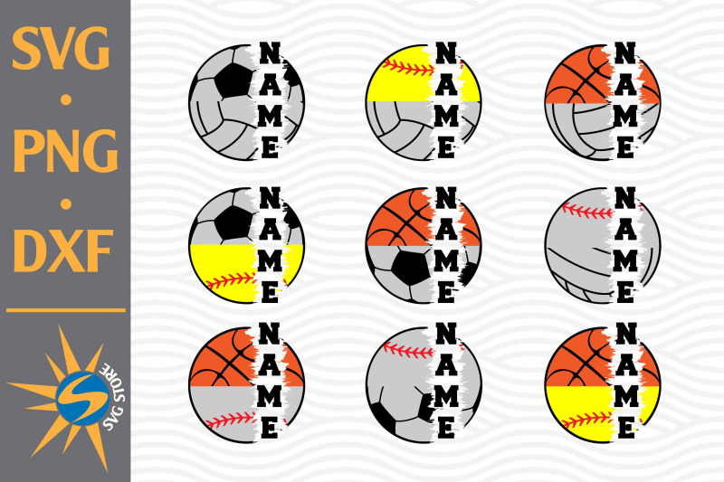 Split Half Sportball SVG, PNG, DXF Digital Files Include By ...