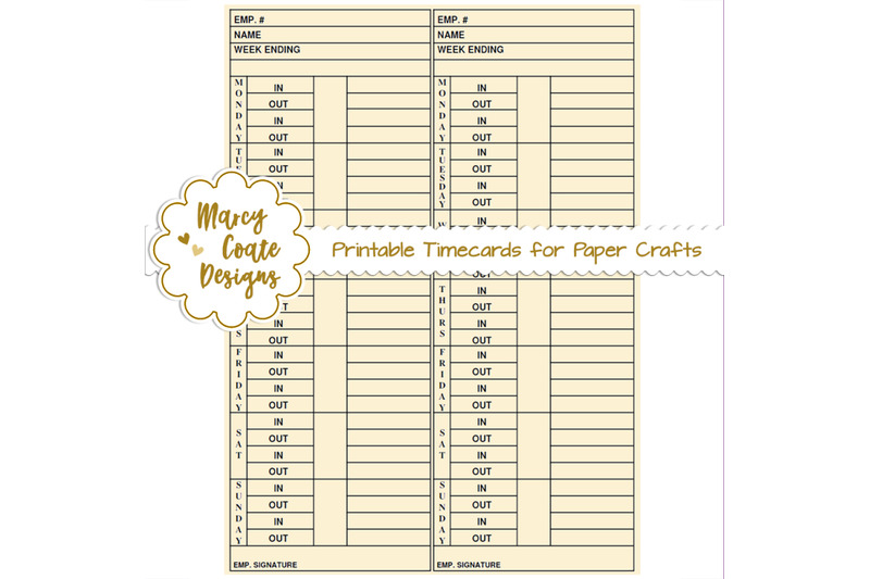Printable Timecards for junk journals By Marcy Coate TheHungryJPEG Printable Timecards for junk journals By Marcy Coate TheHungryJPEG