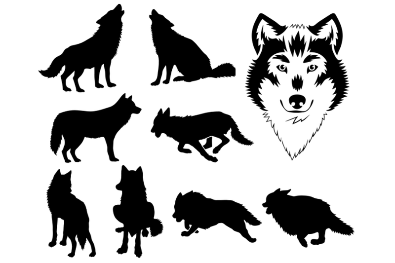 Wolf Stencil, Wolf Head Stencil, Wolves SVG Digital Stencil. By Doodle ...