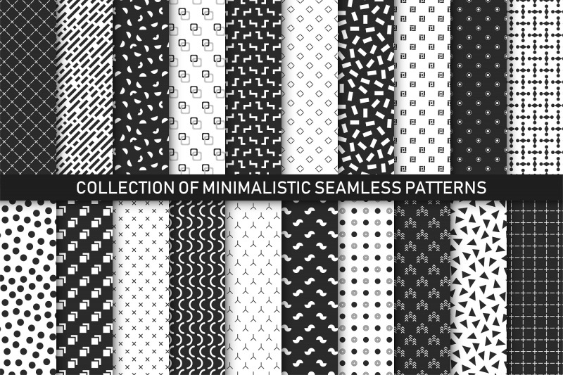 B&W Seamless Geometric Patterns By ExpressShop | TheHungryJPEG