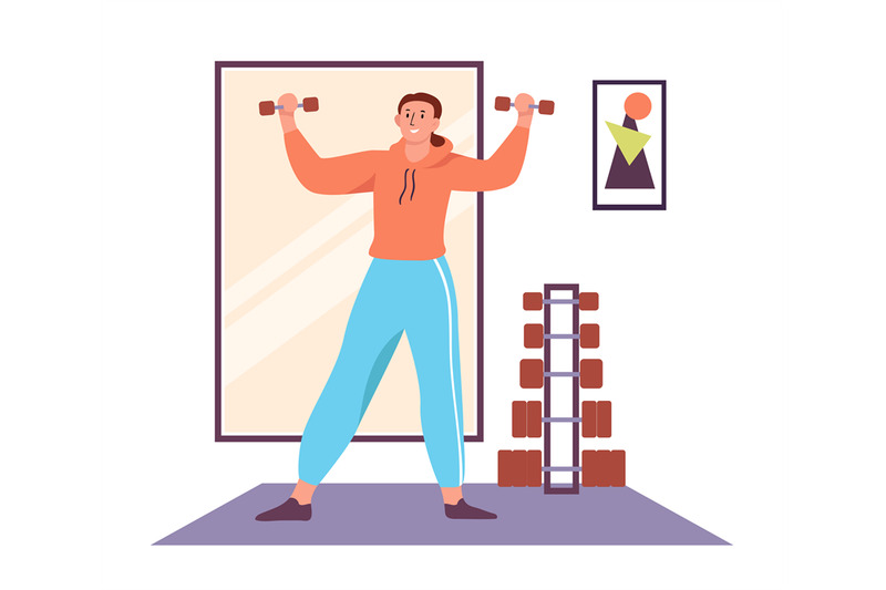 Man doing jumping jacks home workout exercise Vector Image