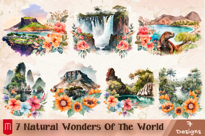 7 Natural Wonders Of The World By Zemira Thehungryjpeg 3647