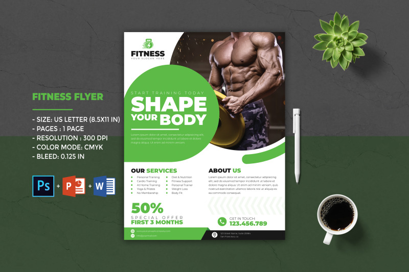 Fitness Flyer Template | Gym Flyer Template By Designscozy | TheHungryJPEG