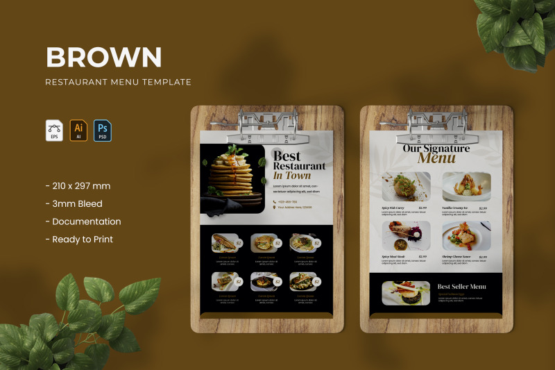 Brown - Menu By Vunira | TheHungryJPEG