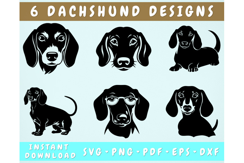 Dachshund SVG Bundle, 6 Designs, Dachshund PNG, Dachshund Clipart By